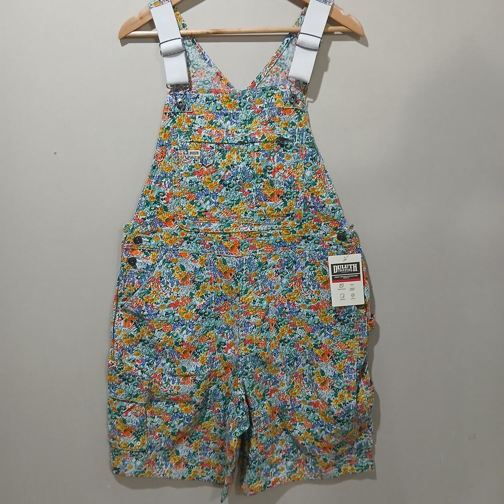 DULUTH TRADING Heirloom Gardening Short Overalls XXL NWT Ditsy Garden Floral - Picture 12 of 12